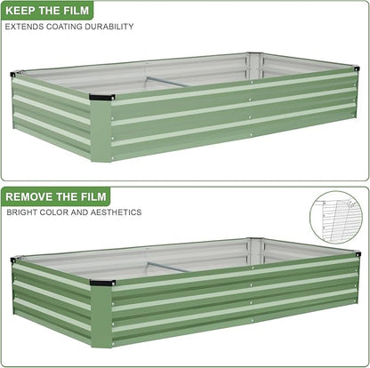 Galvanized Raised Garden Bed Outdoor | Metal Raised Garden Bed for Gardening 2Pack | Large Planter Box for Vegetables Flowers Fruits | Easy Assembly & Safety Design Flower Beds 6x3x1ft Olive Green