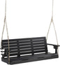 VINGLI Heavy Duty 1600 LBS HDPE Porch Swing Outdoor with Rotatable Cup Holder, 5 FT Patio Bench Swing with Adjustable Chains, 3 Person Hanging Porch Swing Chair for Porch, Yard, Tree, Garden - Black