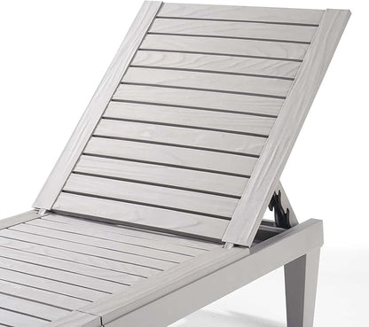Nestl Patio Chairs - Grey Chaise Lounge Chair Outdoor, 5-Position Adjustable Sun Tanning Chair, Waterproof Pool Lounge Chairs, Reclining Lawn Chair, Lightweight Outdoor Lounge Chairs