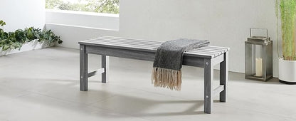 Psilvam 2-Person Outdoor Poly Lumber Patio Backless Bench, Fade-Resistant & Odor-Free Poly Lumber Patio Furniture, Weatherproof, Suitable for Garden, Porch and Park, 700 Lbs Support (1, Light Gray)