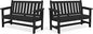 SERWALL Outdoor Bench, HDPE Outdoor Benches Weatherproof, 2-Person Garden Bench with 660 lbs Weight Capacity, Patio Benches for Outdoors, Garden, Porch, Backyard and Park, Black, 2 Pack