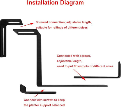 Planter Box Bracket,Flower Box Holder Brackets,Adjustable Window Box Brackets for Patio Garden Fence Pergola Balcony