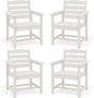 SERWALL Outdoor Dining Chairs Set of 4, All-Weather HDPE Patio Chair with 19.7" Widened Seat, for Backyard, Garden, White