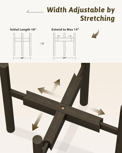 Adjustable Plant Stand Indoor, Bamboo Plant Stand Fits 8 9 10 11 12 Inches, Small Corner Planter Holder for Indoor Plants, Single Floor Plant Stands for Living Room Balcony, Tea Brown Tall