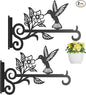 2-Pack Aesthetic Plant Hangers Outdoor – 10 Inch Metal Hanging Plant Bracket with Beautiful Hummingbird Pattern – Anti Rust Plant Hooks for Hanging Plants, Bird Feeder, Windchime, Lantern