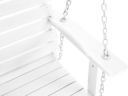 Poly Lumber 3-Seat Porch Swing, HIPS 5-Feet Bench Swing with Foldable Cup Holders,18/8 Stainless Steel Hardware, High Backrest and Deep Contoured Seat, Snow White