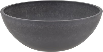 PSW Pot Collection M30DC 12-inch Plastic/Stone/Wood Composite Low Bowl Planter – No Drainage Hole (Drillable), Shallow Indoor/Outer Pot for Succulents, Bonsai, Fairy Gardens, Herbs, Dark Charcoal