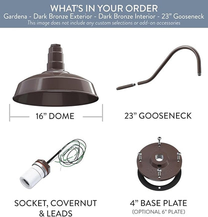 Wall Lights: 16-Inch Dark Bronze Outdoor Barn Light with Dome