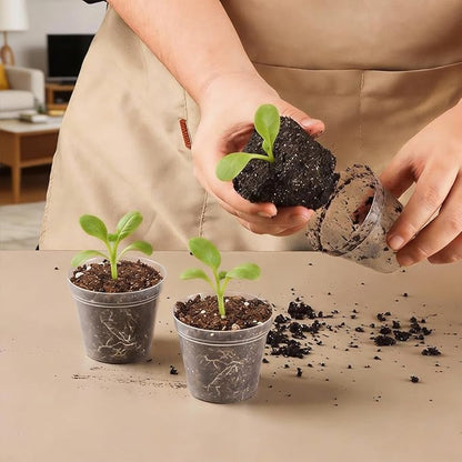 BTPLASTIK 200 Pack 2.5 Inch Clear Nursery Pots with Drainage Hole, Transparent Seed Starter Pots, Sturdy Plastic Plant Pot for Planting Seedlings Vegetables Herbs, Gardening Gifts