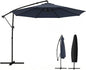 Outsunny 10 ft Offset Patio Umbrella with Cover, Round Hanging Cantilever Umbrella with 6-Position 360° Rotation, Crank Handle, Tilt, Cross Base, Heavy Duty Outdoor Umbrella for Garden