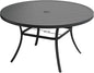 VICLLAX 50" Outdoor Round Patio Table with Umbrella Hole, All Weather Metal Round Outdoor Dining Table for Lawn Garden, 6-8 Person Table, Black