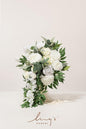 Artificial Bridal Bouquet, Ivory Cascading Silk Flowers with Pearls, 15 in