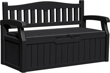 Bench with 80-Gallon Hidden Storage, Resin Build, Dark Black