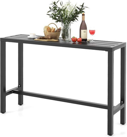 COSTWAY Outdoor Bar Table 55-inch Wide, Narrow Counter Height Dining Table by COSTWAY