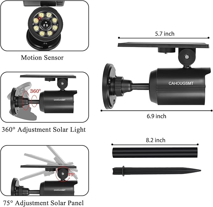 Solar Motion Lights Outdoor 2000LM Security Flood Lights IP67 Waterproof Spot Lights for Yard Porch Garage 1 Pack