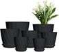 7/6.5/6/5.5/5/4.5/4 inch Plastic Plant Pots, 7 Pack Flower Planter for Indoor Outdoor Plant, Planters with Drainage Holes and Trays (Black)