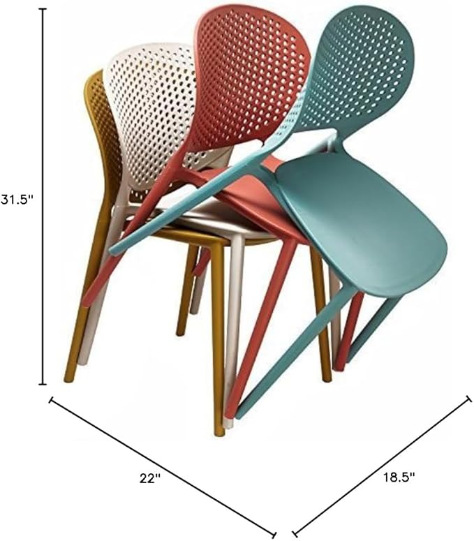 Patio Dining Chairs, Set of 2 Black Stackable Plastic Chairs