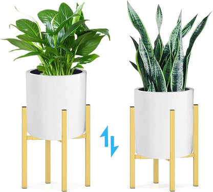 Plant Stand for 10"-16" Plant Pot Indoor Outdoor Corner, Adjustable Metal Heavy Duty for Large Pot (Golden 1 Pack)