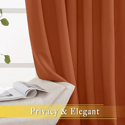 NICETOWN Burnt Orange Blackout Curtain for Sliding Door, Grommet Patio Door Curtain Wide Window Treatment Privacy Thermal Curtain for Bedroom/Living Room (1 Panel, W80 x L95)