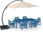 7-Piece Black Outdoor Dining Set with Beige 11FT Large Patio Umbrella, 75.2'' HDPE Table & Chairs for 6, Weather-Resistant Furniture with Umbrella Hole for Patio, Lawn, Poolside