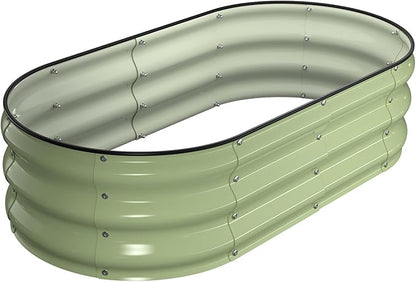 Raised Garden Bed Kit, 4x2x1 ft Galvanized Planter Box Outdoor with Safety Edging, Large Metal Raised Beds for Gardening Vegetables Flower Herb (Avocado Green)