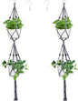 Belit 2 Pack Double Macrame Plant Hangers 2 Tier Hanging Planter Basket Decorative Flower Pot Holder Rope for Indoor Outdoor Home Decor 51 Inch, Grey
