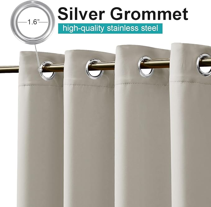 NICETOWN Outdoor Curtains for Patio Waterproof Extra Wide 84", 2 Panels Sun Blocking Vertical Blinds Thermal Insulated Stainless Grommet for Front Porch/Gazebo/Pergola, Natural, 84" Long