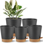 Self Watering Planters Plant Pots Indoor Flower Planting PotsP For Houseplants, African Violet, Flowers, Succulent,Cactus Outdoor Plant Pots with Drainage Holes Black Pots Gift Idea For Lazy people