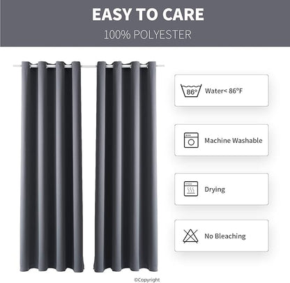 Waterproof Outdoor Curtain W52 x L84 - Grommet Top Sunlight Blocking Window Treatment Drapes Blackout Curtains for Home Bedroom Living Room Patio Porch Pergola Cabana Gazebo (2 Panels)