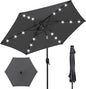 Best Choice Products 7.5ft Outdoor Solar Market Table Patio Umbrella for Deck, Pool w/Tilt, Crank, LED Lights - Gray