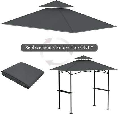 Grill Gazebo Replacement Top, 5 * 8 Outdoor BBQ Top Cover, Double Layer BBQ Gazebo Top Canopy for Model #L-GG001PST-F(Dark Gray)