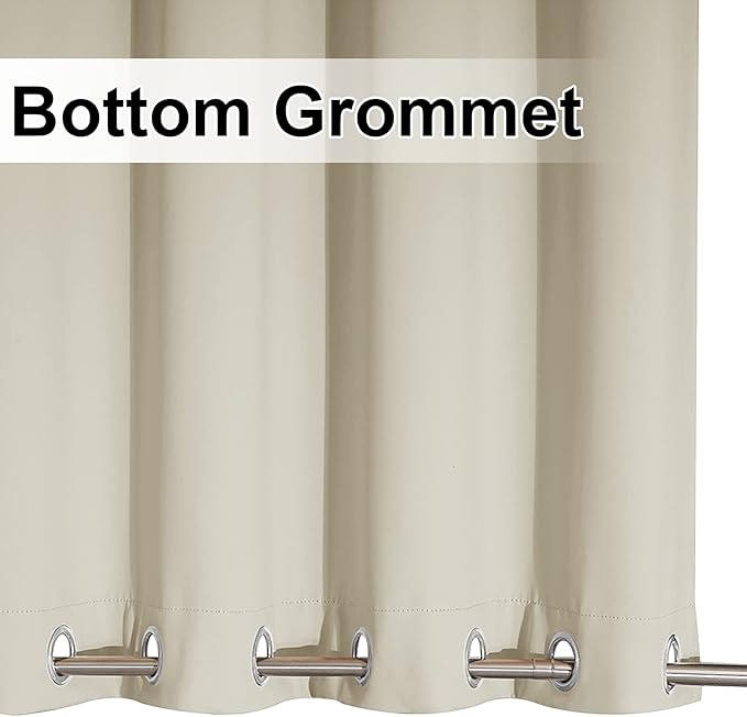 NICETOWN Outdoor Patio Curtain Windproof Double Grommets, Thermal Insulated Room Darkening Top & Bottom Grommets Drape, Waterproof and Better Privacy for Cabana, Beige, W52 x L84, 1 Piece