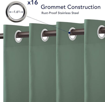 PureFit Outdoor Curtains for Patio Waterproof Weatherproof, UV Resistant Outside Curtains for Gazebo, Front Porch, Pergola, Sun Blocking Privacy Curtain, 120W x 84L inch, 1 Panel, Sage Green