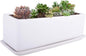Vencer 12 Inch Rectangular Modern Minimalist Ceramic Succulent Planter Pot - Window Box with Saucer,Office Desktop Potted Stand,White,VF-0135