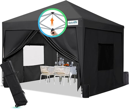 Quictent Privacy 8x8 Pop up Canopy Tent with Sidewalls and Roll-up Ventilated Windows, One Person Easy Setup, Outdoor Commercial Gazebo Shelter Enclosed Waterproof, Bonus 4 Sandbags