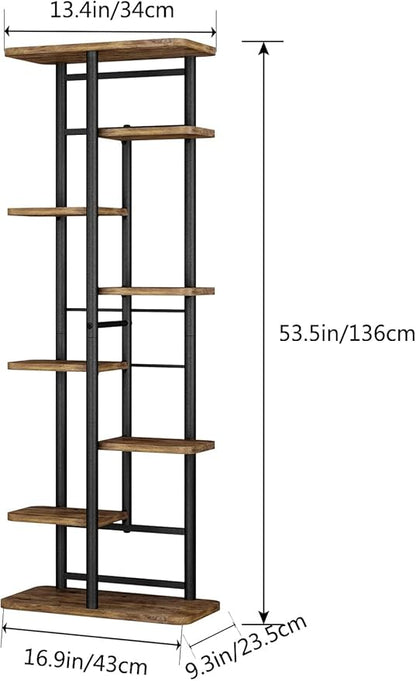 LINZINAR Plant Stand 8 Tier 9 Potted Multiple Flower Pot Holder Shelf Indoor Outdoor Planter Rack Storage Organizer for Patio Garden Corner Balcony Living Room (Black, 8 Tier)