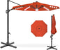 Best Choice Products 10ft Solar LED Cantilever Patio Umbrella, 360-Degree Rotation Hanging Offset Market Outdoor Sun Shade for Backyard, Deck, Poolside w/Lights, Easy Tilt, Cross Base