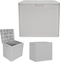 Suncast 22-Gal. Resin Small Outdoor Patio Deck Box with Reeded Design, Modern Outdoor Patio Bench/Storage Box for Cushions, Garden Tools, and More, French Gray