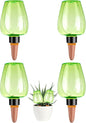 4 Pcs Plant Watering Globes Self Watering Planter Insert Plants Top Fill Water Device Plastic Water Bulbs Slow Release Terracotta for Plants, Green