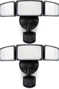 LUTEC 2 Pack 72W 7500LM LED Security Lights Motion Sensor Light Outdoor, 5000K Daylight, IP65 Waterproof, Dusk to Dawn, 3-Head Motion Detected Flood Light for Garage, Yard, Porch(Black)