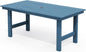 SERWALL Outdoor Dining Table, 67" Rectangle HDPE Dining Table for 6, Patio Table for Dining with Umbrella Hole, Blue