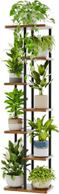 Bamworld Tall Plant Stand Indoor, 7 Tier Plant Shelf for Multiple Plants, Tiered Flower Pot Stands for Patio Garden Balcony Living Room Bedroom, Brown