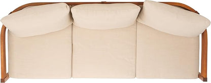 SAFAVIEH Outdoor Collection Theo Natural Teak Solid Wood/Taupe Cushion 3-Seater Sofa