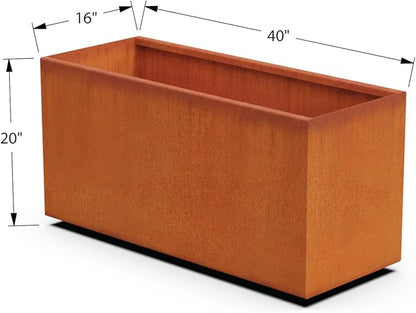 Plantercraft Large Rectangular Planters for Outdoor Plants - 40x16x20 Inch Corten Steel Planter - Extra Large Outdoor Planter Box for Modern Patio, Deck, and Garden Design