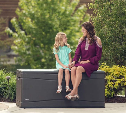 Storage Shed Outdoor Deck Box, 130 Gallon Gray Lockable Polyethylene
