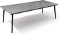 95" Patio Outdoor Dining Table for 8-10, Weather-Resistant Aluminum Frame with Wood-Grain Top & Umbrella Hole for Deck Gatherings, Grey