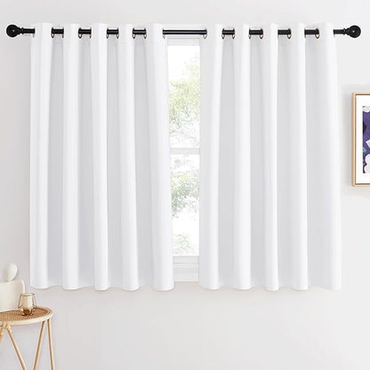 NICETOWN Room Darkening White Curtain for Bedroom - Window Treatment Thermal Curtain Grommet Light Blocking Sound Reducing Drape Privacy for Cafe/Kitchen (1 Panel, W66 x L54)