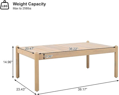Christopher Knight Home Lenor Patio Acacia Wood Coffee Table, Solid Wood Outdoor Table for Patio Furniture Set, Slat Panel Rectangular Top, Light Teak