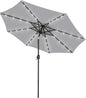 Blissun 9 ft Solar Umbrella, Patio Umbrella with 32 LED Lights, Table Market Umbrella, Outdoor Umbrella for Garden, Deck, Backyard (Light Grey)