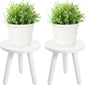 2PCS Samll Plant Stand Indoor/Outdoor for Plants,Wood White Planter Stands Holder Mid Century Pedestal Shelf,Sturdy Short Flower Rack Boho Short Plant Table 6.2"Tall Wooden Plants Stool for Garden